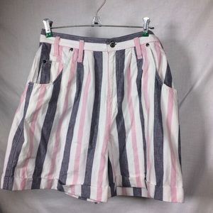 Cenza Women’s VTG Gray/Pink/White Striped Shorts